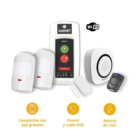 KIT PC-200G-1 PW: PC-200G (PANEL + WIFI) 1 WP-100RF (SIRENA INTERIOR) 1 DGM-450 (DETECTOR MAGNETICO) 1 DGW-500 PET (DETECTORES DE MOVIMIENTO INTERIOR) 1 TX-500 (CONTROL REMOTO) INCLUYE BATERIA DE LITIO, CABLE USB Y FUENTE
