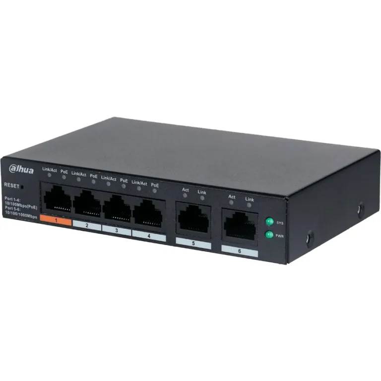 SWITCH DAHUA DH-CS4006-4ET+60 4 PUERTOS POE - 2 GLAN