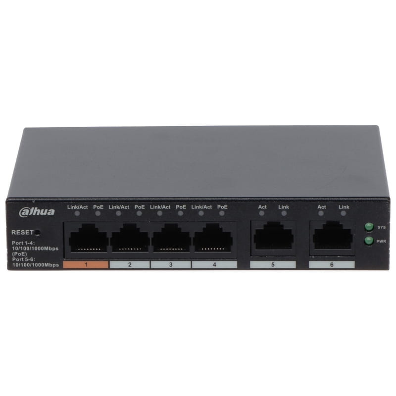 SWITCH DAHUA DH-CS4006-4GT-60 4 PUERTOS POE GIGA - 2 GLAN
