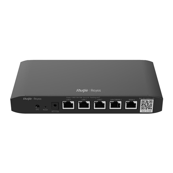 ROUTER RUIJIE RG-EG105G-V3 5-PORT GIGABIT CLOUD MANAGED ROUTER, 5 PUERTOS GIGABIT ETHERNET, SOPORTA HASTA 2 WANS