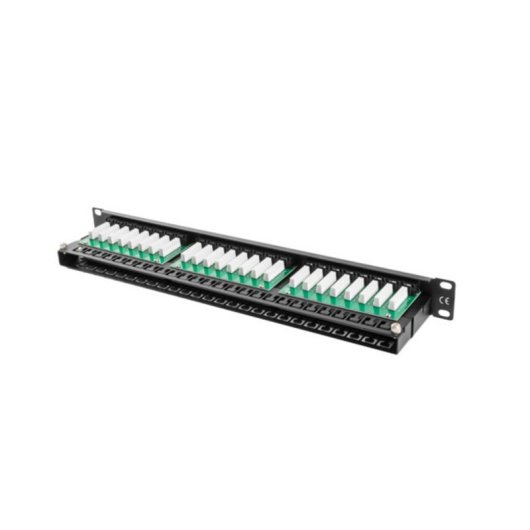 PATCHERA RACK CAT5 PATCH PANEL 24 PORTS. / 24 X UNSHIELDED RJ45 JACKS. / 6 PORTS AS AN UNIT. / 1U 19"  KRONE&110 DUAL IDC