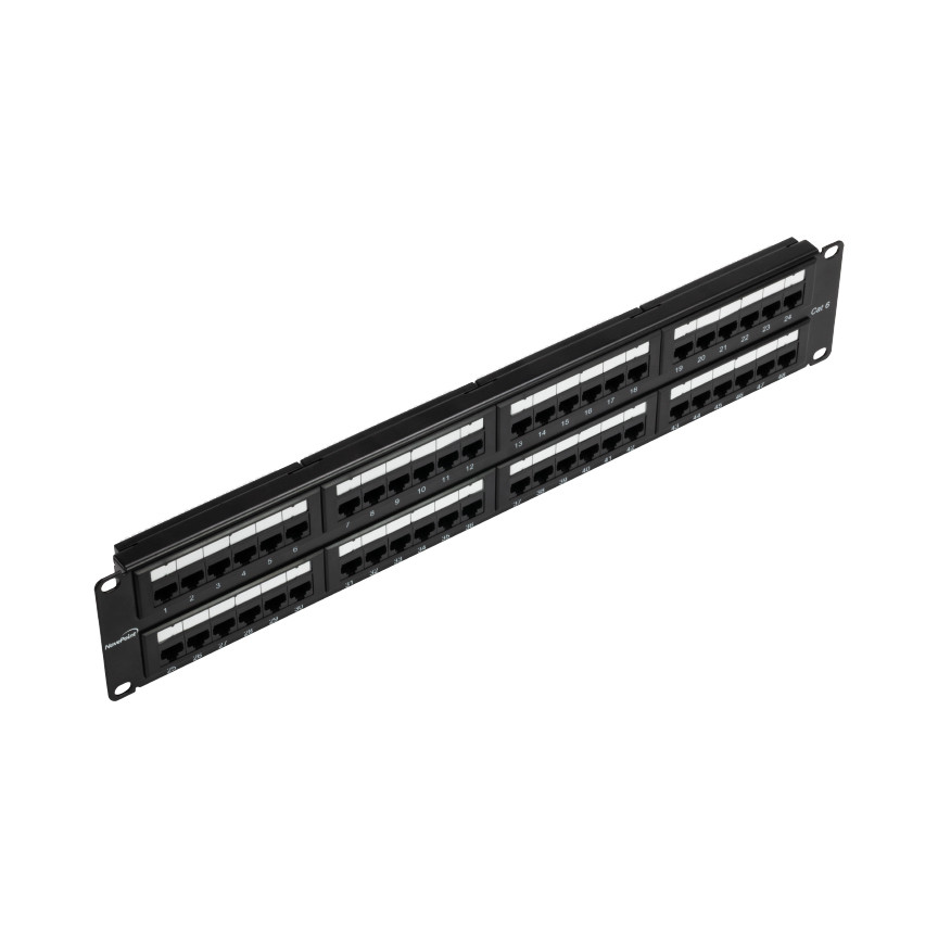 PATCHERA RACK CAT6 PATCH PANEL 48 PORTS. / 48 X UNSHIELDED RJ45 JACKS. / 6 PORTS AS AN UNIT. / 2U 19"  KRONE&110 DUAL IDC